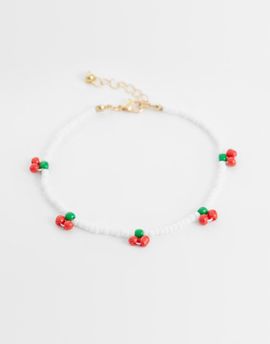 DesignB London DesignB London beaded cherry anklet in white
