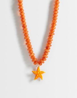 DesignB London DesignB London beaded starfish charm necklace in orange