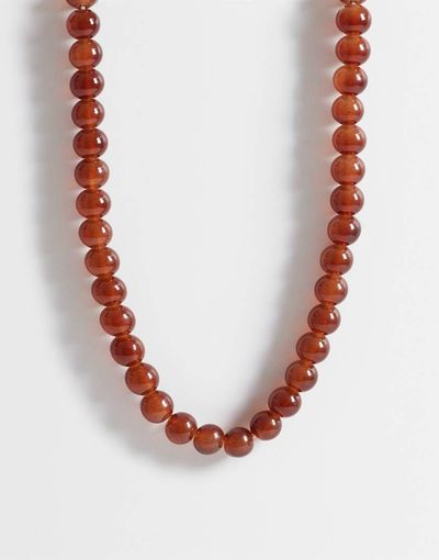 DesignB London DesignB London brown beaded T-bar necklace in brown