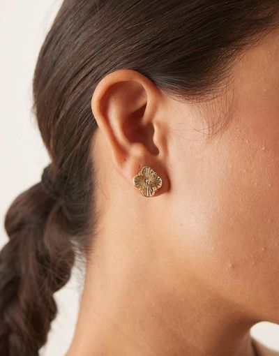 DesignB London DesignB London clover stud earrings in gold