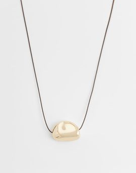 DesignB London DesignB London cord necklace with molten pendant in gold tone