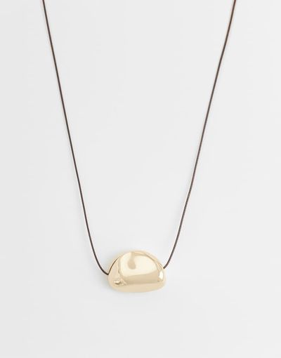 DesignB London DesignB London cord necklace with molten pendant in gold tone