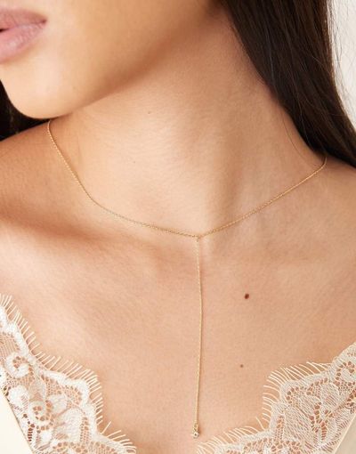 DesignB London DesignB London crystal drop lariat necklace in gold