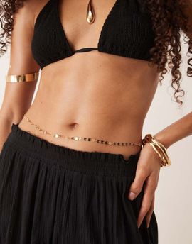 DesignB London DesignB London disc beaded belly chain in gold