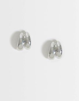 DesignB London DesignB London double mini hoop earrings in silver