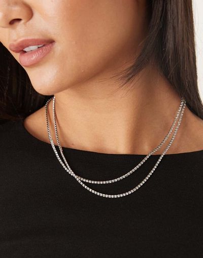 DesignB London DesignB London embellished chain necklace in silver