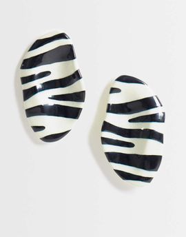 DesignB London DesignB London enamel stud earrings in zebra print-MULTI