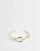 DesignB London DesignB London hammered cuff bracelet with clear crystal detail in gold - 1