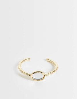 DesignB London DesignB London hammered cuff bracelet with clear crystal detail in gold