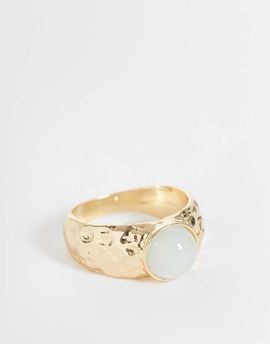 DesignB London DesignB London hammered ring with mint stone-Green