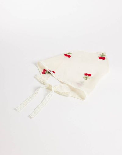 DesignB London DesignB London headscarf with enbroidered cherries in white