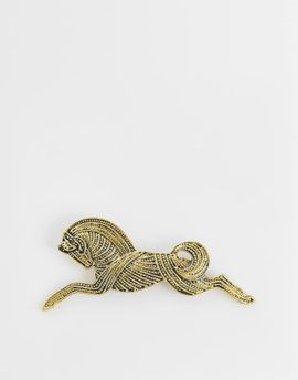 DesignB London DesignB London horse brooch in antique gold tone