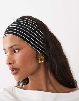 DesignB London DesignB London jersey headband in black and white stripe
