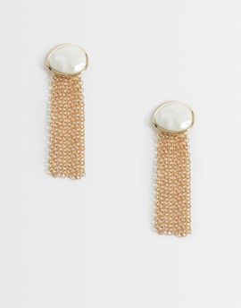 DesignB London DesignB London large pearl chain drop earring in gold
