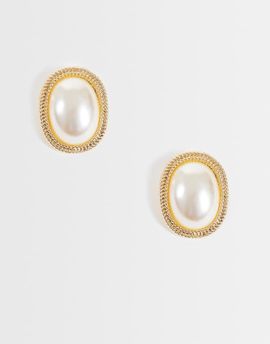 DesignB London DesignB London large pearl stud earrings in gold