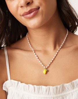 DesignB London DesignB London lemon pendant pearl chain necklace in gold