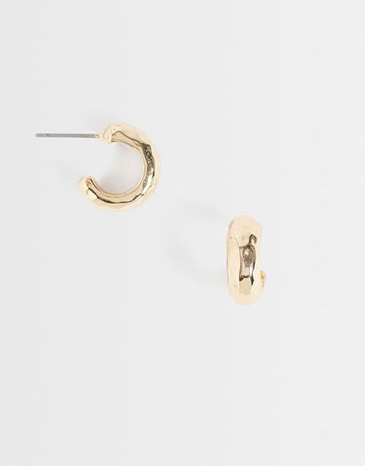 DesignB London DesignB London mini hammered hoop earrings in gold
