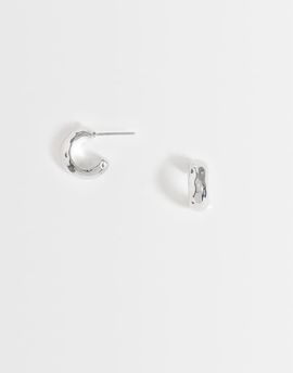DesignB London DesignB London mini hammered hoop earrings in silver
