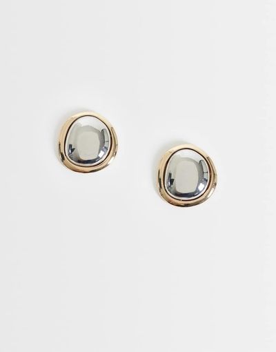 DesignB London DesignB London mixed metal stud earrings in silver and gold