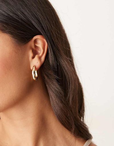 DesignB London DesignB London molten hoop earrings in gold