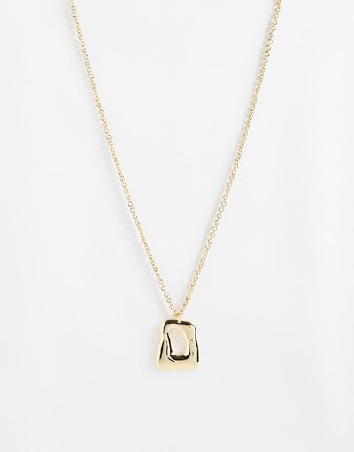 DesignB London DesignB London molten open square pendant necklace in gold