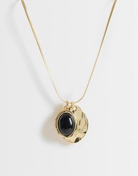 DesignB London DesignB London multi-pendant necklace with black resin detail in gold