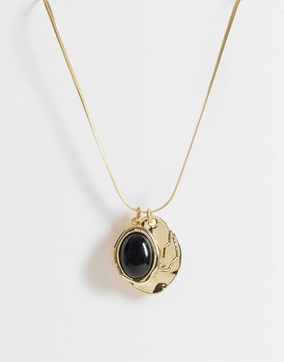 DesignB London DesignB London multi-pendant necklace with black resin detail in gold