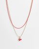 DesignB London DesignB London multirow cherry charm necklace in gold tone and red - 1