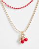 DesignB London DesignB London multirow cherry charm necklace in gold tone and red - 4