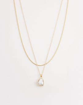 DesignB London DesignB London multirow pearl pendant necklace in gold