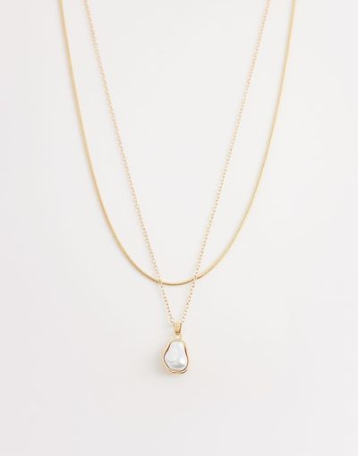 DesignB London DesignB London multirow pearl pendant necklace in gold