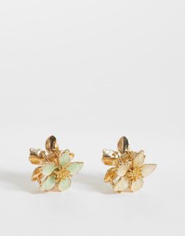 DesignB London DesignB London pack of 2 flower hair clips in green and cream-White