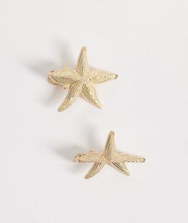 DesignB London DesignB London pack of 2 metal starfish hair clips in gold