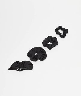 DesignB London DesignB London pack of 4 satin scrunchies in black