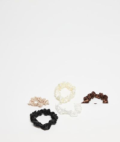 DesignB London DesignB London pack of 5 mini ruched scrunchies in classic neutrals