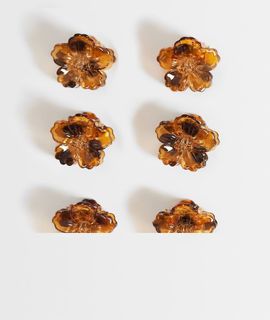 DesignB London DesignB London pack of 6 mini tropical flower hair clips in tort-Brown