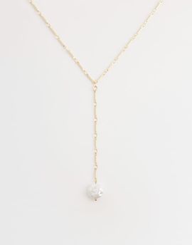 DesignB London DesignB London pearl lariat necklace in gold