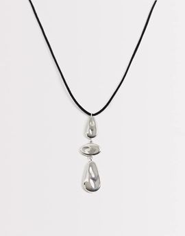 DesignB London DesignB London pendant cord necklace in silver