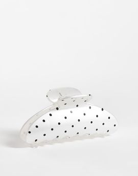 DesignB London DesignB London polka-dot hair claw clip in white and black-Multi
