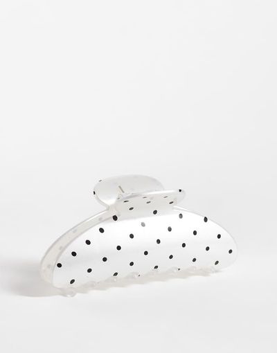 DesignB London DesignB London polka-dot hair claw clip in white and black-Multi