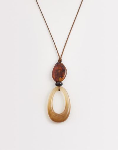 DesignB London DesignB London resin pendant cord necklace in cream-White
