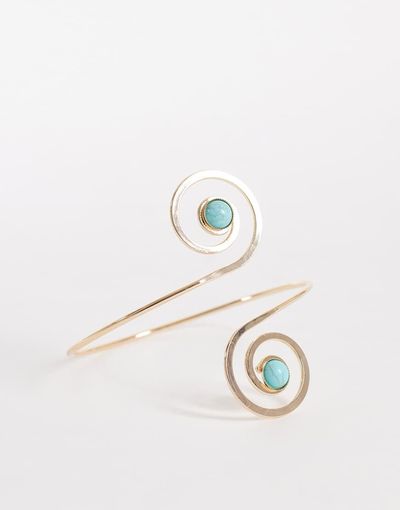 DesignB London DesignB London spiral arm cuff with turquoise stone in gold
