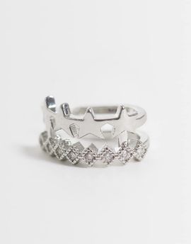 DesignB London DesignB London star & crystal ear cuff in silver