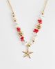 DesignB London DesignB London starfish pendant beaded necklace in coral red and gold - 1