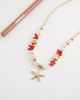 DesignB London DesignB London starfish pendant beaded necklace in coral red and gold - 2
