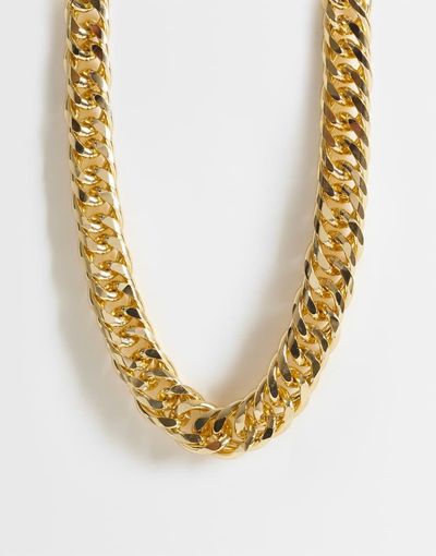 DesignB London DesignB London statement intertwined curb chain necklace in gold