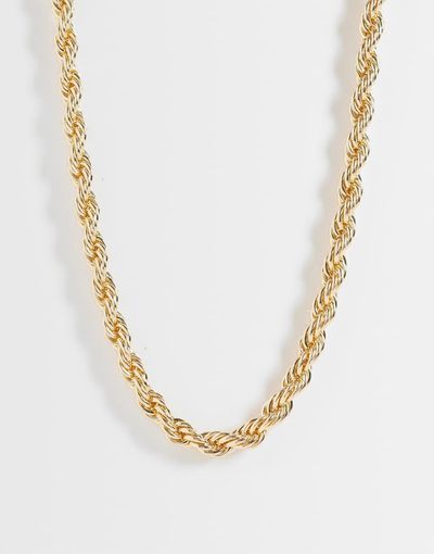 DesignB London DesignB London statement twisted rope chain necklace in gold