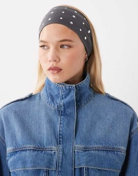 DesignB London DesignB London studded stretchy headband in gray