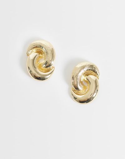 DesignB London DesignB London vintage inspired knot stud earrings in gold