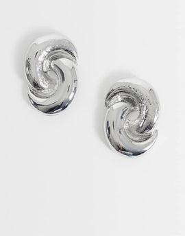 DesignB London DesignB London vintage inspired knot stud earrings in silver